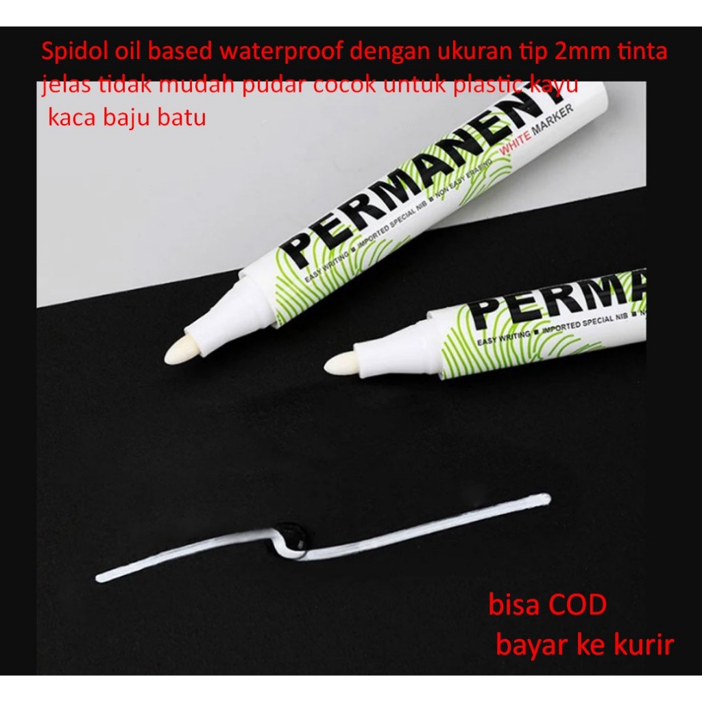 

Spidol oil based waterproof dengan ukuran tip 2mm tinta jelas tidak mudah pudar cocok untuk plastic kayu kaca baju batu