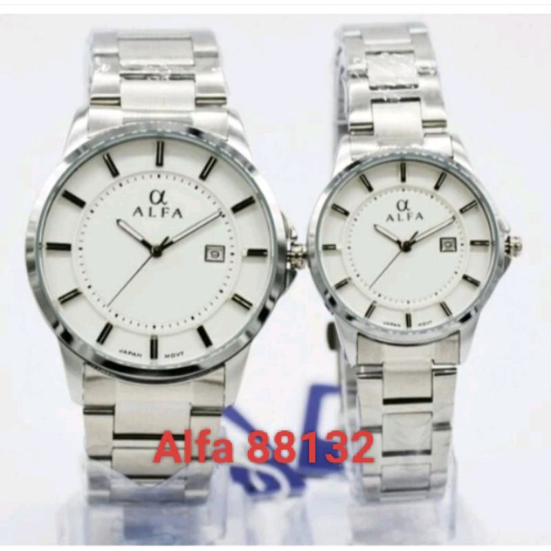 jam pria dan wanita Alfa 88132 putih tahan air original