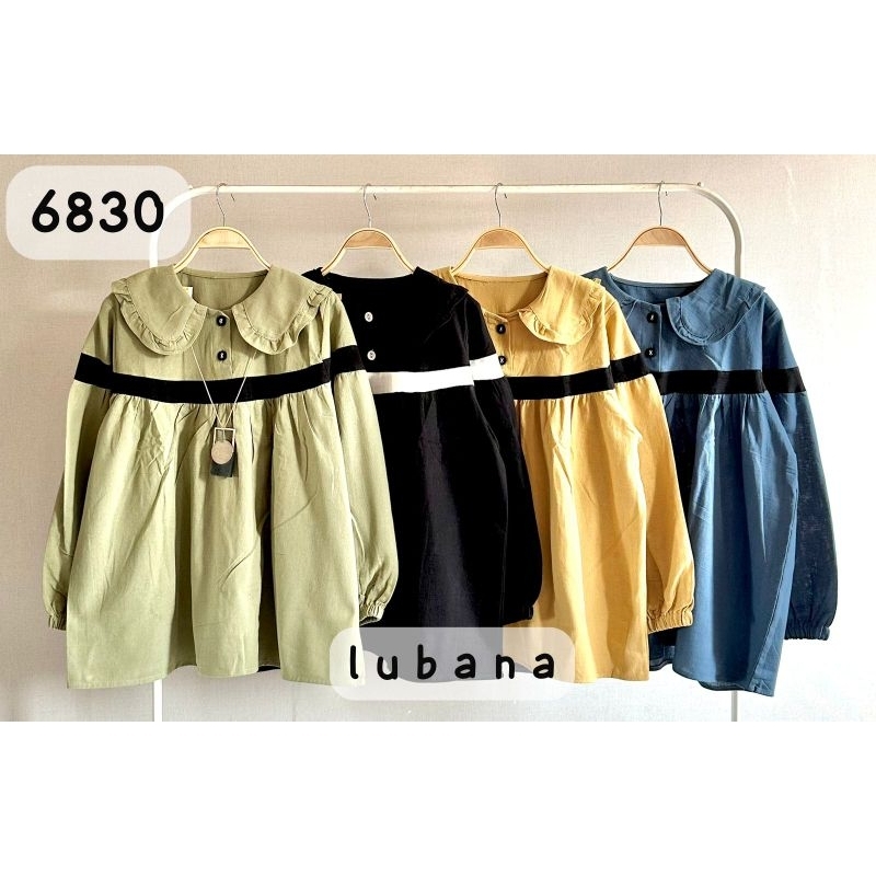 Atasan Kemeja Katun Linen Import Polos Kerah Fashion LuBaNa#6830