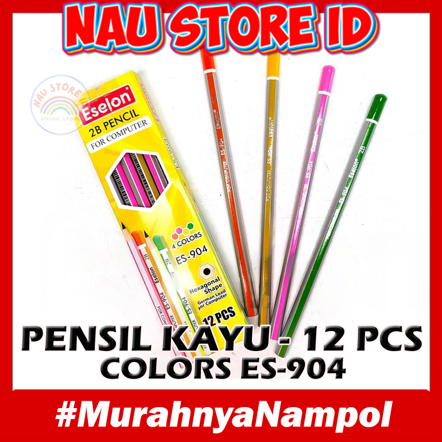 

[ PENSIL KAYU COLORS ] PENSIL KAYU 2B 12 PCS SERI COLORS / 12pcs PENSIL 2B COLORS ES-904 Eselon / pensil kayu - ATK - NAU STORE ID