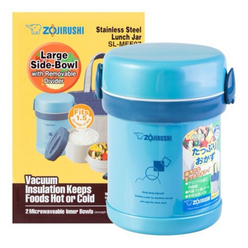 ORIGINAL Zojirushi SL-MEE07 AB Lunch Jar Termos Makanan - 2 Susun [Biru]