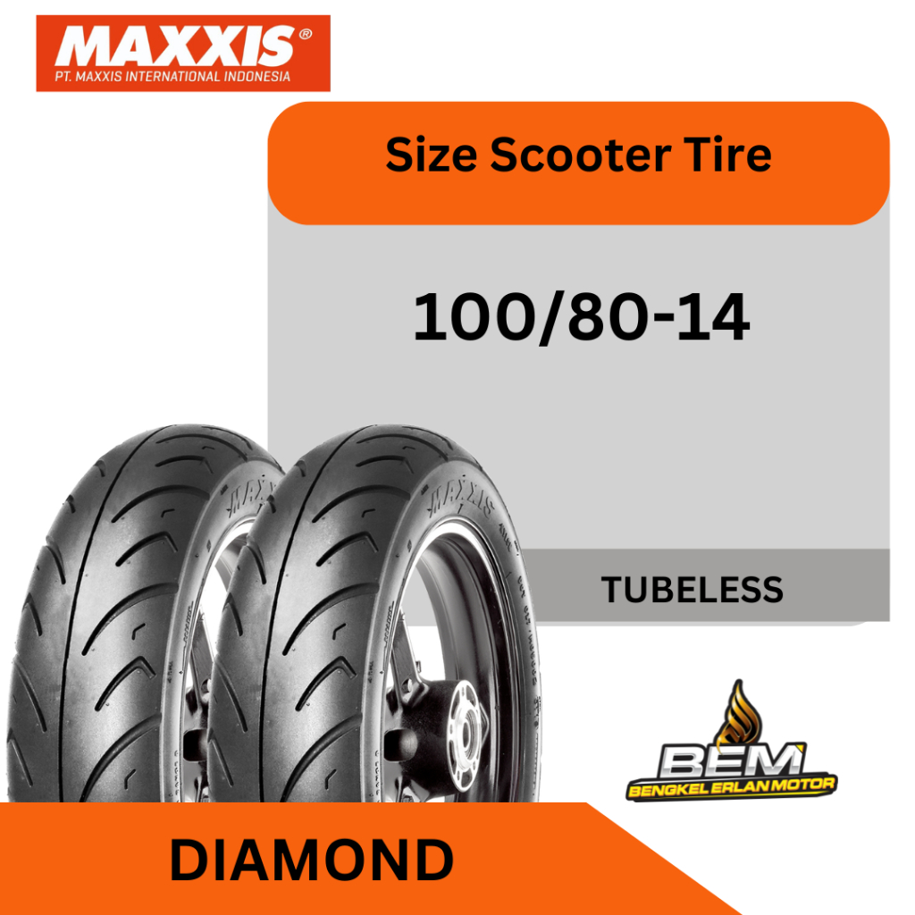 Ban Maxxis Ring14 Vario Scoopy Beat Mio ukuran 100/80/14 Diamond