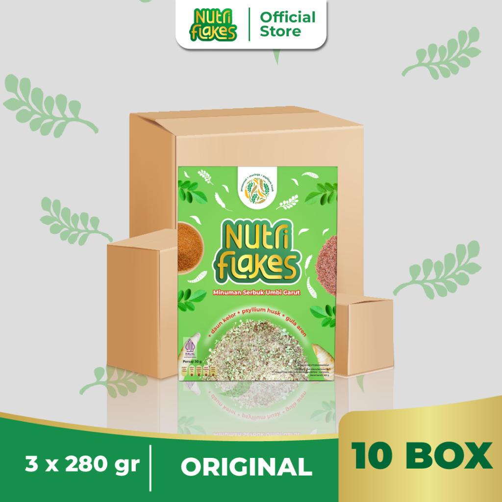 

Nutriflakes Sereal Umbi Garut Solusi Asam lambung Original 10 Box