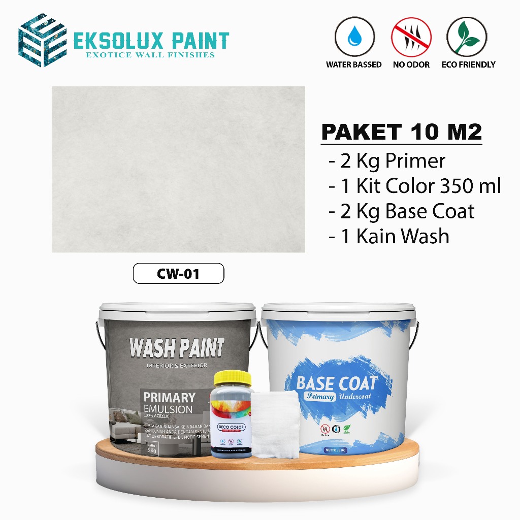Paket 10m2 Cat Tembok Cat Wash Motif Semen Ekspos Kode CW.01 - Cat Dinding Cement Wash