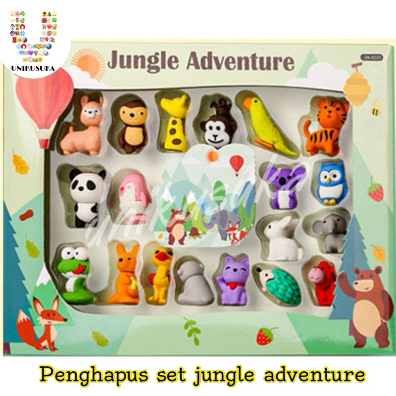 

[UNIKUSUKA] PENGHAPUS ANAK LUCU SET KOLEKSI BINATANG HUTAN JUNGLE ADVENTURE PENGHAPUS UNIK LUCU ANTIK