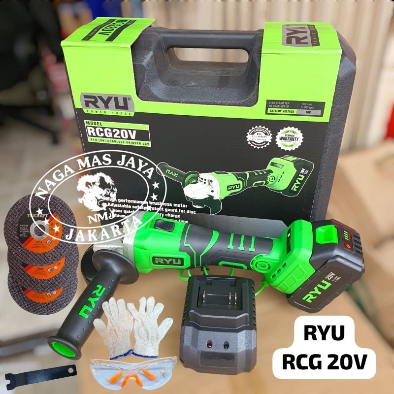 MESIN GERINDA TANGAN CORDLESS RYU RCG 20V / GERINDA TANGAN BATERAI RYU RCG 20 V