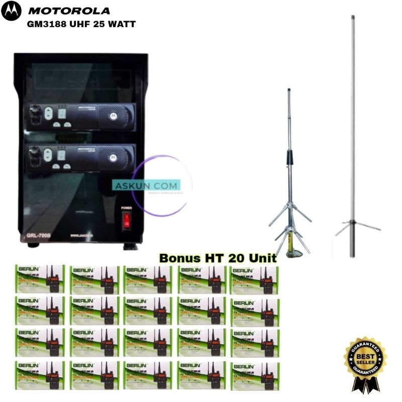 REPEATER EKONOMIS LENGKAP ANTENA DAN KABEL BONUS HT DUALBAND 20 UNIT