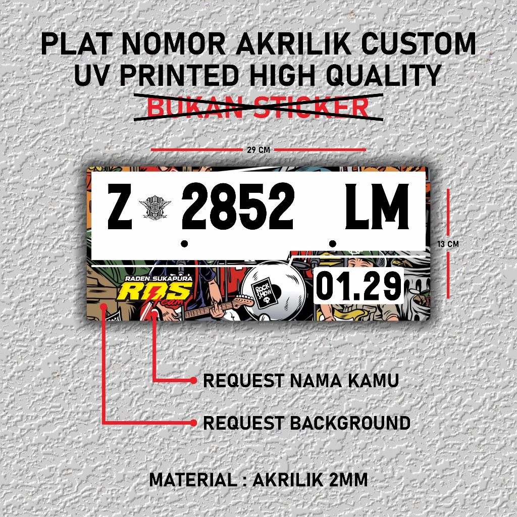 Plat Nomor Custom Akrilik 2mm / Plat Nomor Keren / Plat Nomor Motor