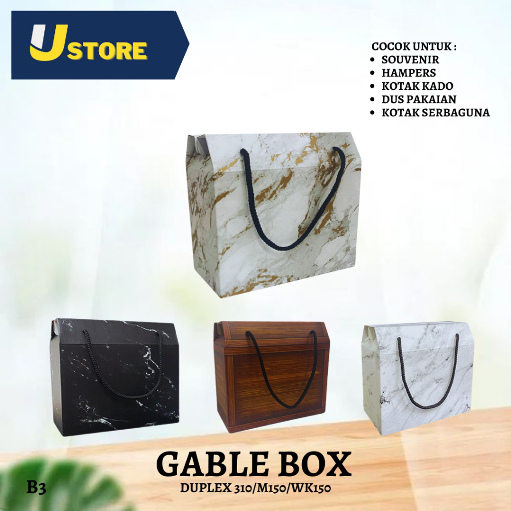 

Gable Box / Kotak Kado / Dus Tentengan / Packaging / Toples Kue / Hampers / Uk.31x13x22 cm / B3 & B1
