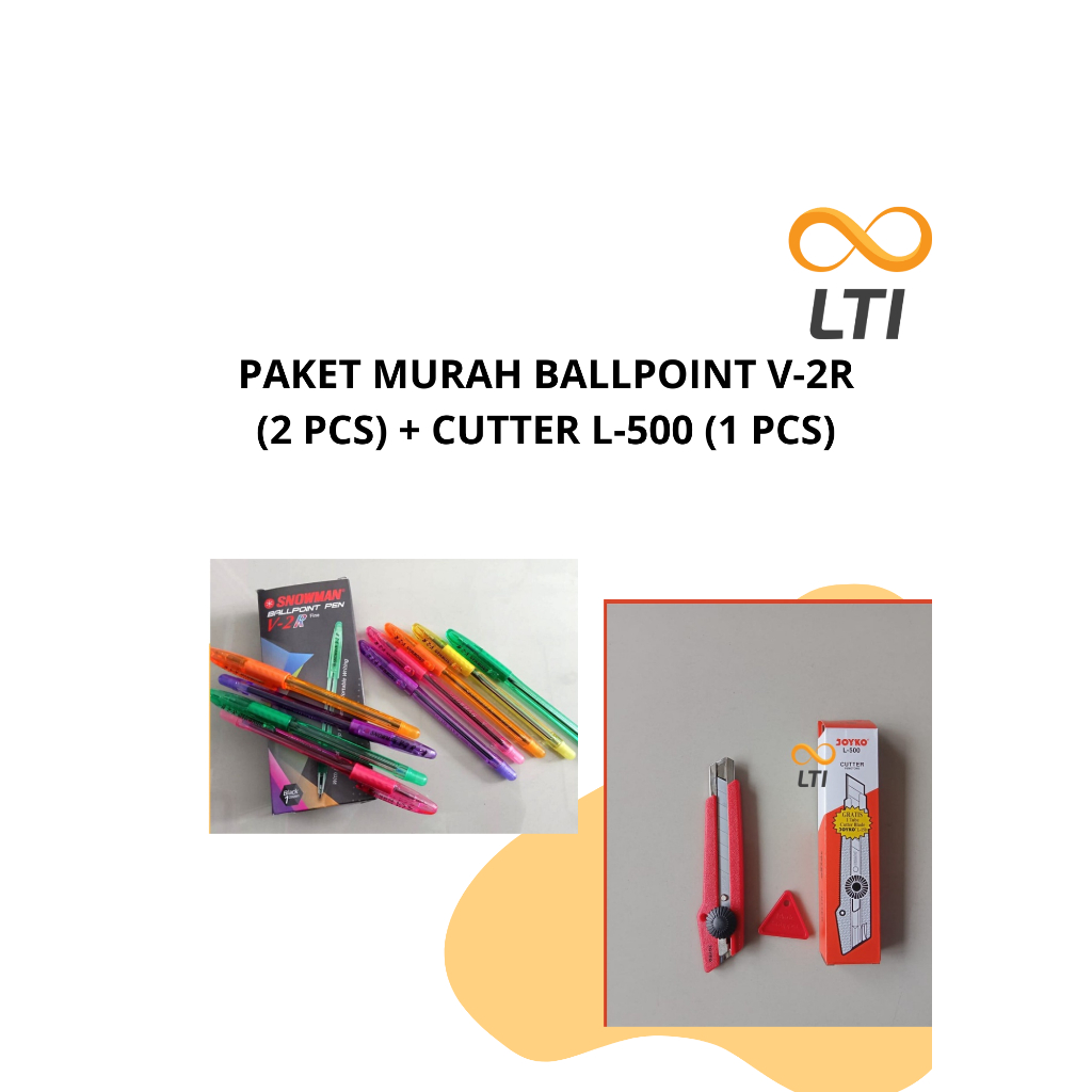 

PAKET MURAH BALLPOINT V-2R (2 PCS) + CUTTER L 500 (1 PCS)