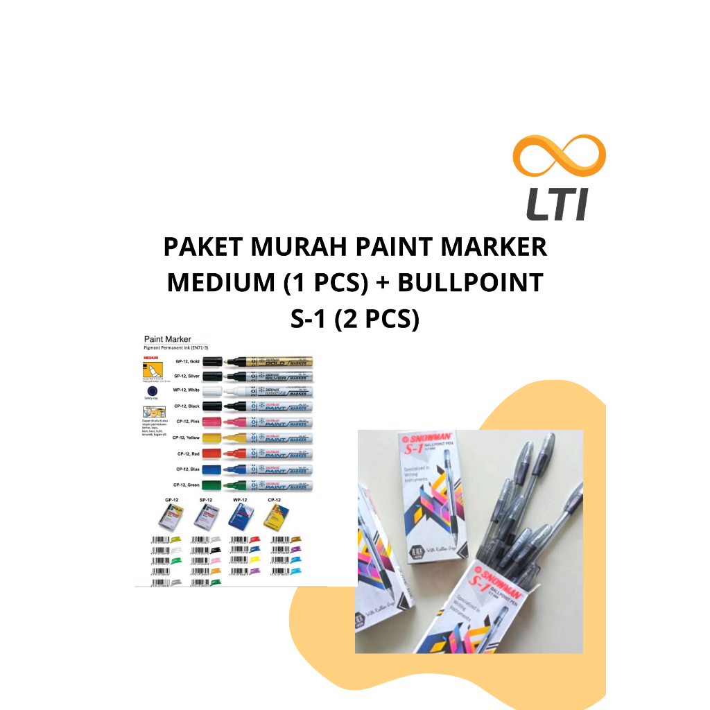 

PAKET MURAH PAINT MARKER (1 PCS) + BALLPOINT S-1 (2 PCS)
