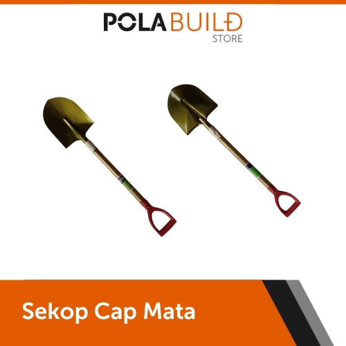 Pola Build - Sekop Pasir Lancip Gold Emas Kayu Cap Mata - Gagang Kayu