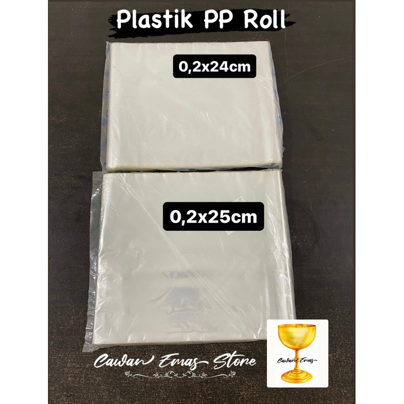 plastik pp roll 0,2x24cm / plastik pp rol tebal 0,2 / plastik roll 100 meter 0,2x25cm