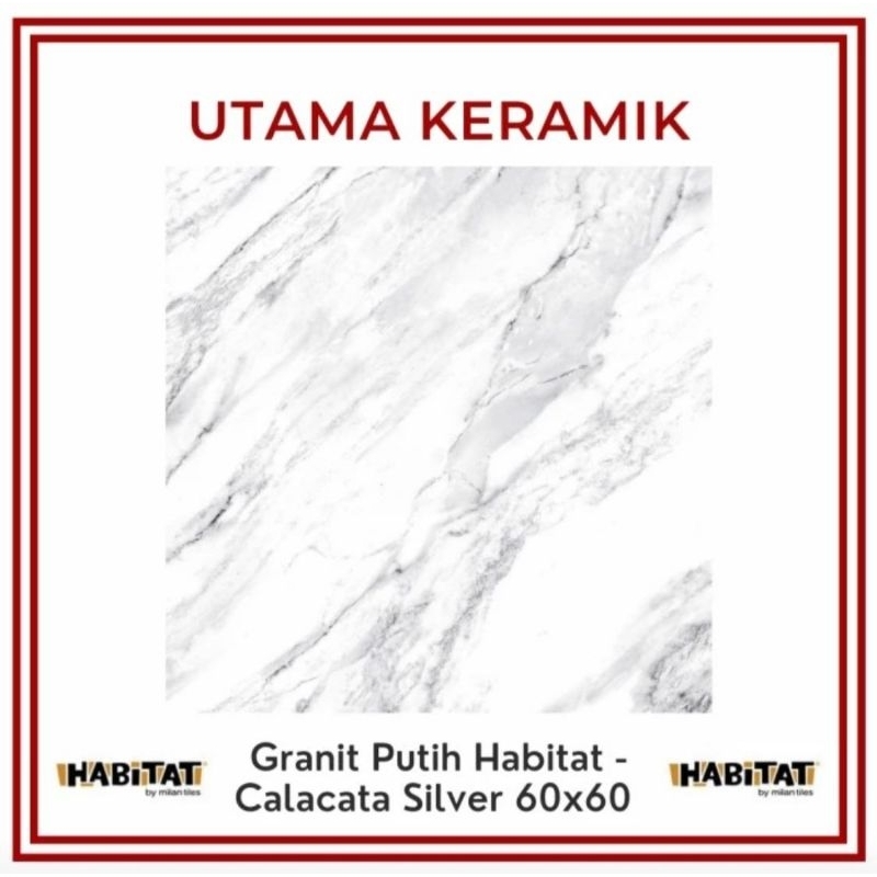 Granit Habitat Calacata Silver 60x60 - Harga per 4 keping (per dus) - Granit Lantai