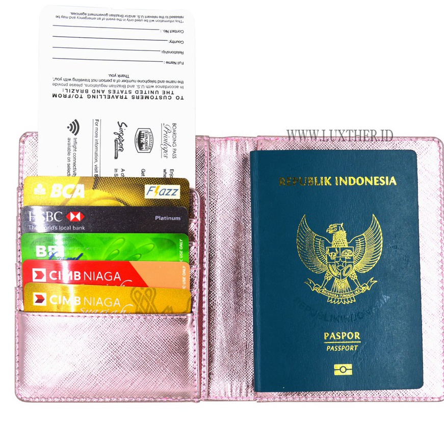 Khusus LUXTHER  Passport Flip Metalic  Passport Cover  Tempat Passport  Passport  Dompet kartu  tas 