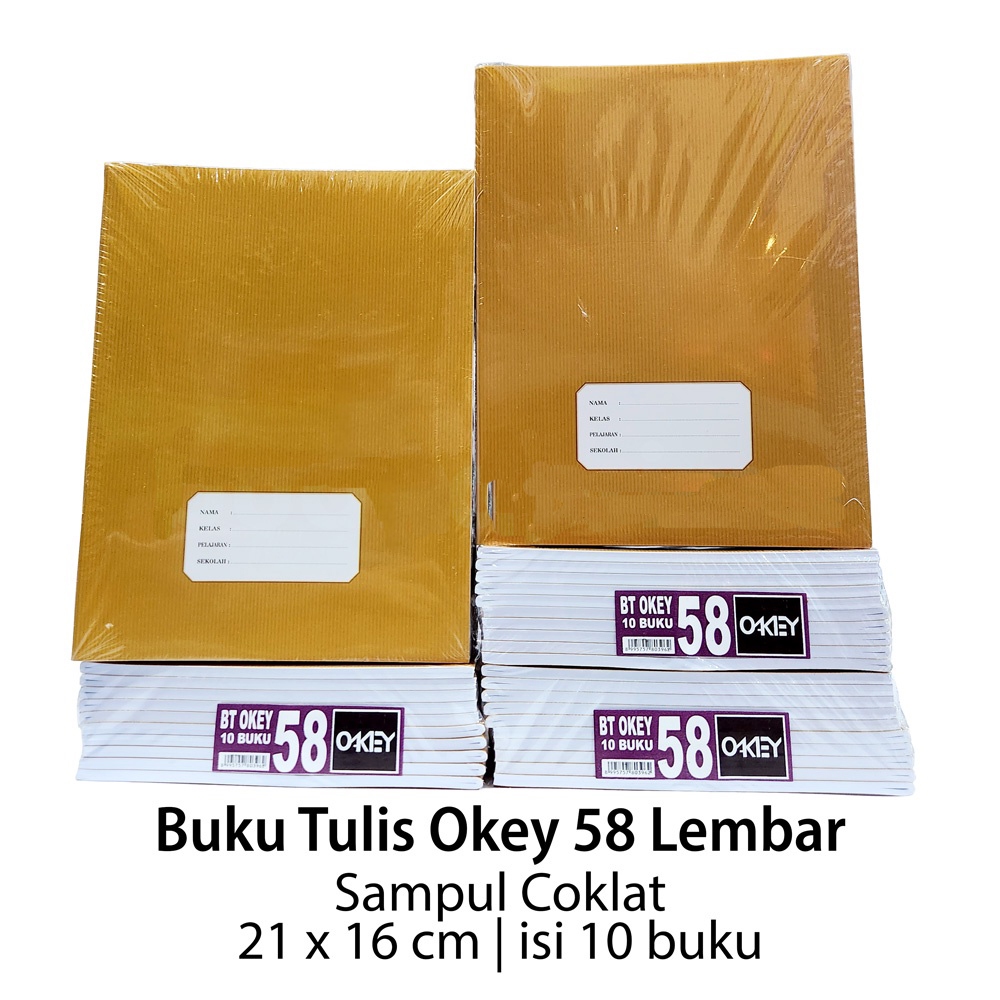 

buku tulis KIKY OKEY isi 58 lembar 10 Buku Tulis Sampul Coklat ukuran Kwarto