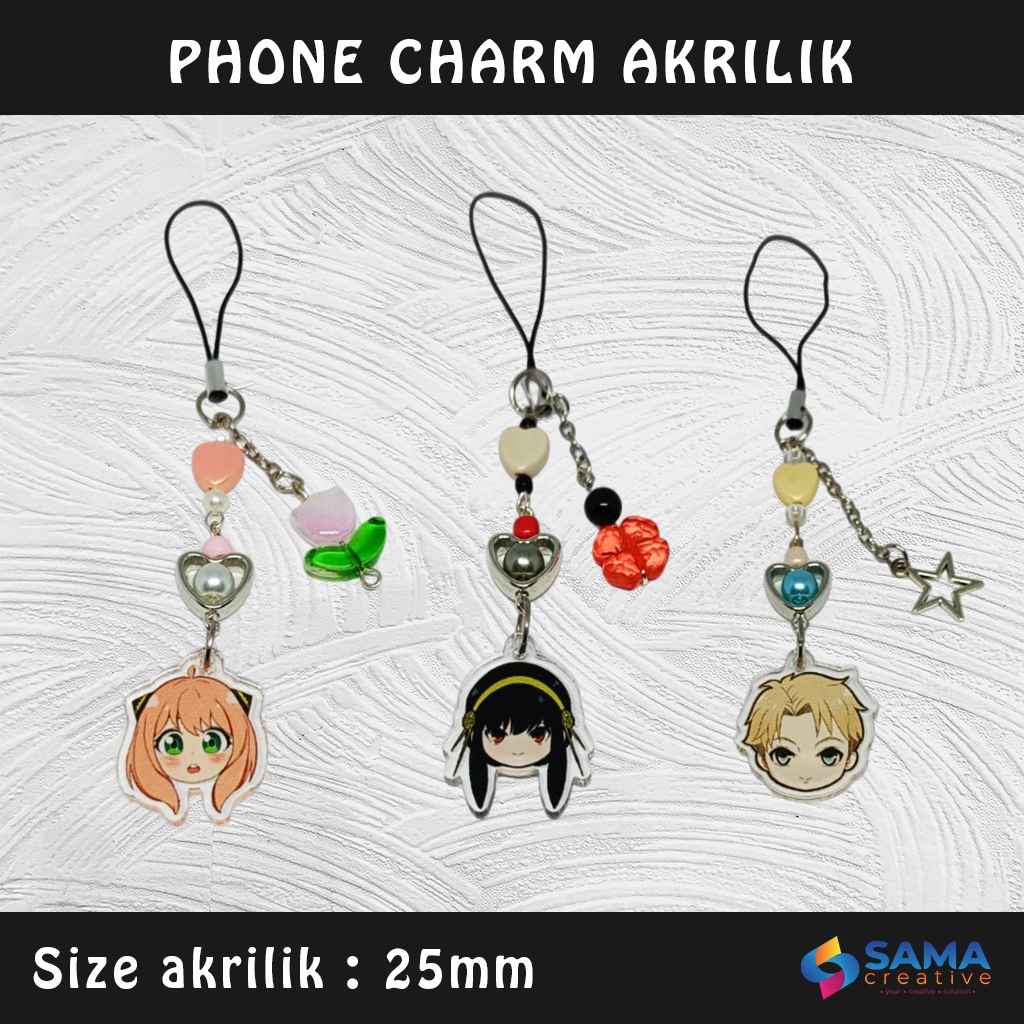 Spy x Family Phone Charm - Beads Gantungan HP Akrilik - Hiasan Aksesoris Handphone manik - manik Ani