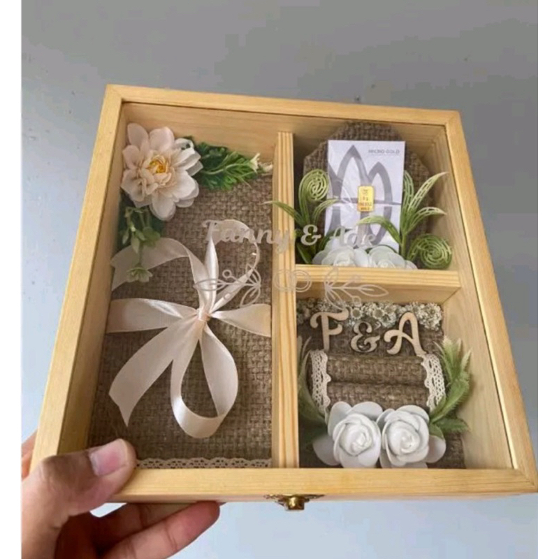 box perhiasan 3in1 box cincin box antam kotak kayu uang box asok tukon
