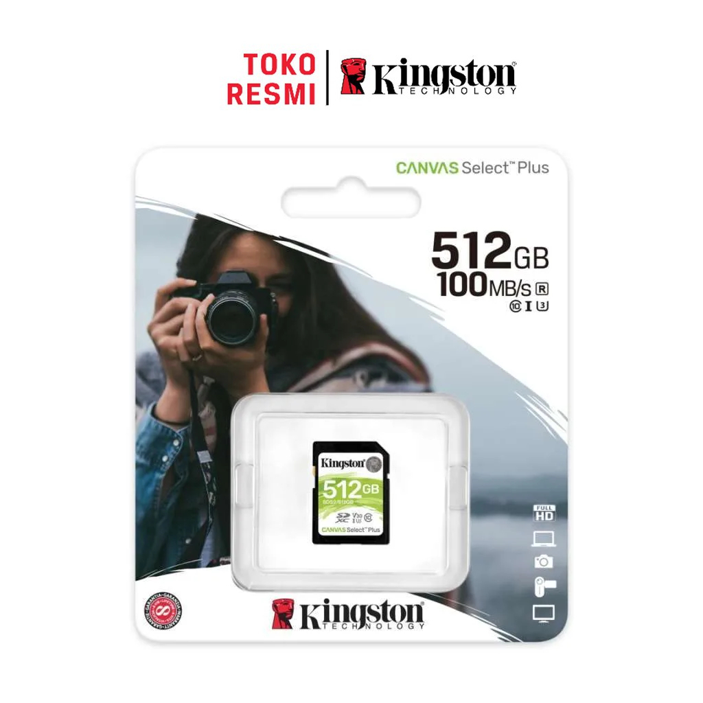 Kingston Canvas Select Plus Class 10 SD Card 512GB (SDS3/512GB) Kecepatan 170MB/dtk