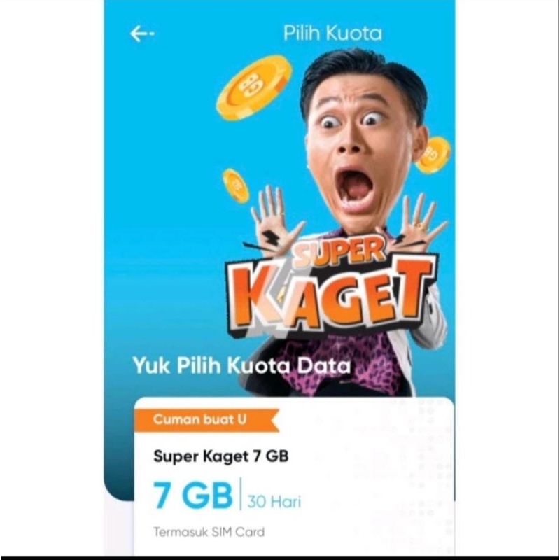 Kartu byu Nomor + kuota 7 GB 30 hari siap pakai