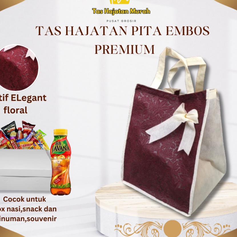 

Khusus Tas Hajatan Mewah Lusinan Murah Motif Embos Pita Premium 1 lusin isi 12 pcs 22x22 Tiggi 3 cm