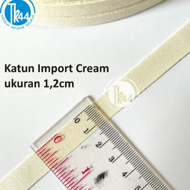 

KI3 Pita label katun cream polos 12cm 1m