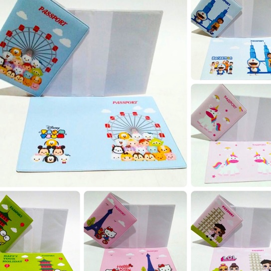 KP8 Dompet Paspor Cover Passport Case Pasport Karakter Keroppi TsumTsum Unicorn Doraemon Transportat