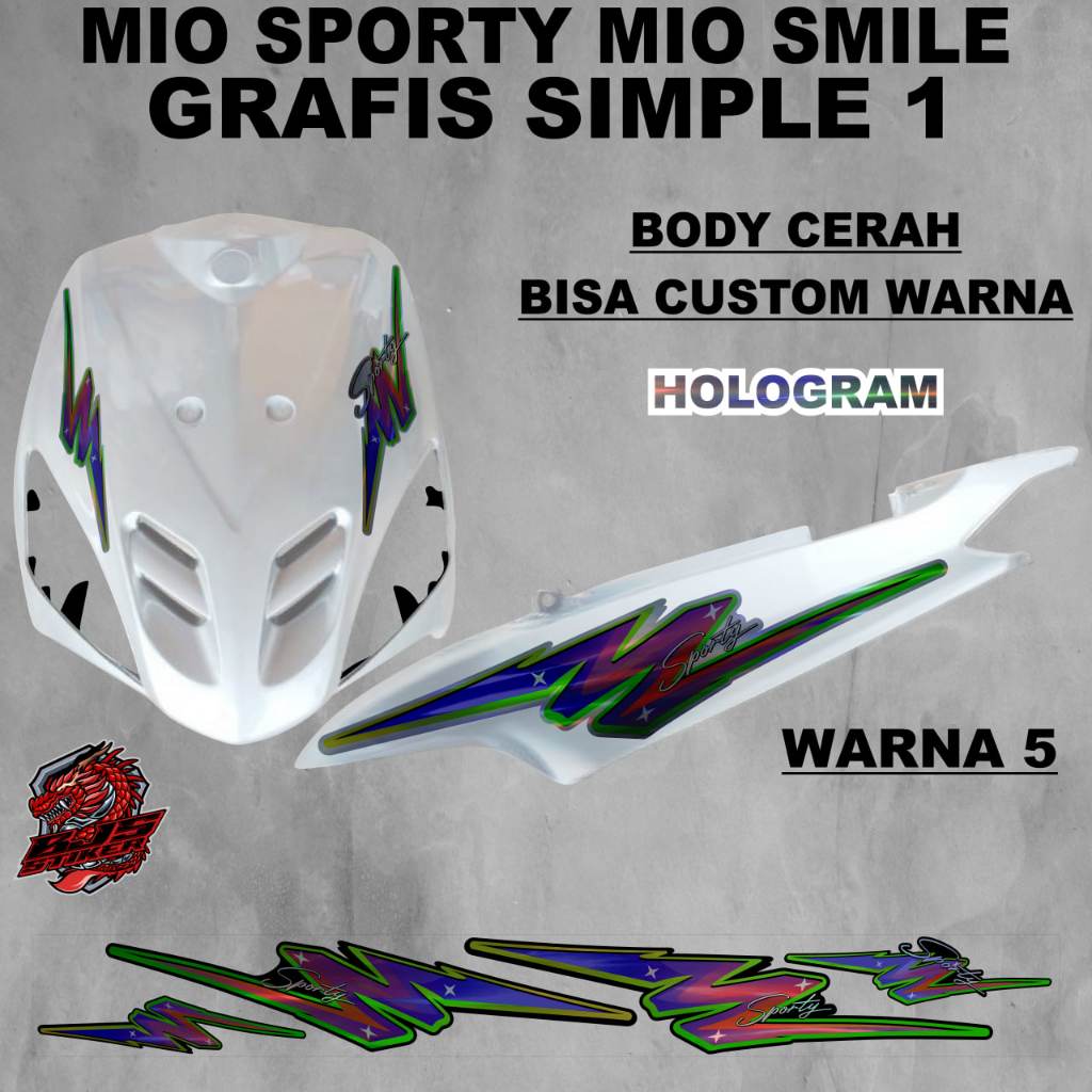 Stiker Sticker Mio Sporty Mio Smile grafis simple 1 body cerah hologram - Stiker Sticker Decal Mio S
