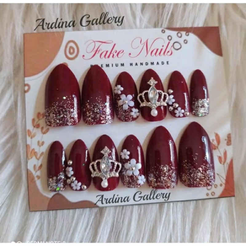KUKU PALSU NAIL ART//KUKU PALSU MURAH//NAIL ART//FAKE NAIL//KUKU PALSU MAROON//KUKU PALSU WEDDING//K