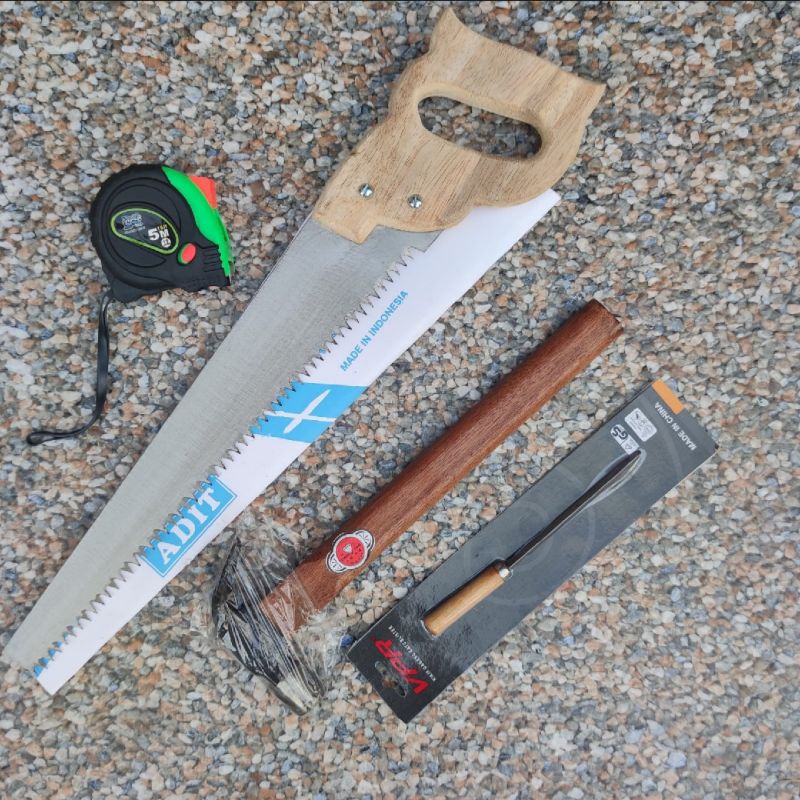 Perkakas alat tukang bangunan-Gergaji kikir palu meteran-promo alat tukang batu-perkakas serbaguna