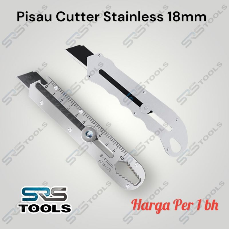 

Pisau Cutter Cuter Kater Putar Stainless Steel Besar 18 mm Baja Anti Karat Serbaguna