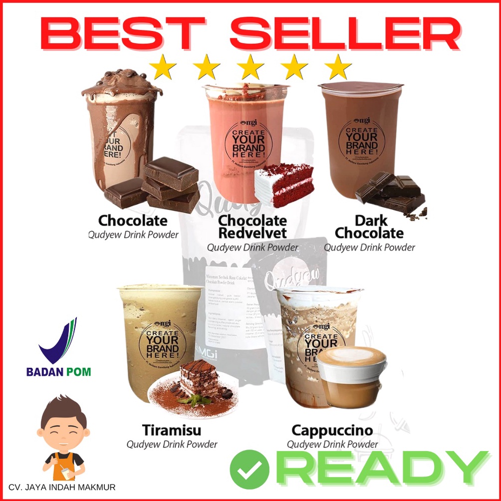 

READY STCOK QUDYEW Drink Powder Import Taiwan Bubuk Minuman Taro Chocolate Thai Tea Strawberry Mango Avocado Cappuccino Tiramisu Tiramisu Vanilla Red Velvet PIRT BPOM