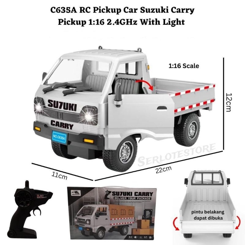 Mainan Anak RC Pick Up Truck Box Suzuki Carry Truk Cargo Mobil Remote Control