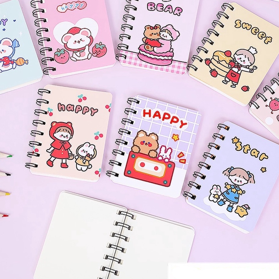 

TERLARIZZZ APEN Notebook Ring Motif Kartun Buku Catatan Memo Spiral Buku Tulis Mini Binder Karakter Barang Unik Murah Lucu