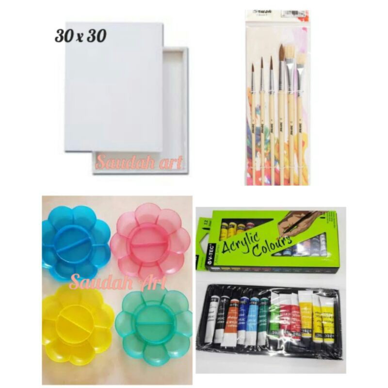 

PRODUCT TERPOPULER Paket Kanvas Lukis kanvas 3x3 kuas palet cat akrilik