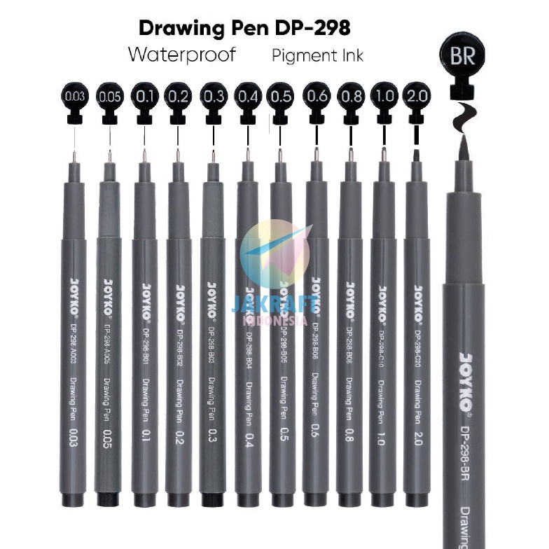 

MURAH Drawing Pen JOYKO DP298 Tinta Pigment Anti Air Koleksi Semua Ukuran All Size Lengkap