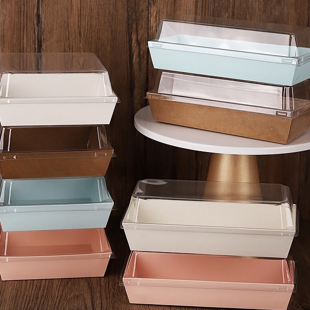 

KF7 1 PCS Dessert Box Tahan Panas Oven Mika Kotak Mochi Box Cake Case Paper Box Cookies Box Kotak Roti Burger Hotdog