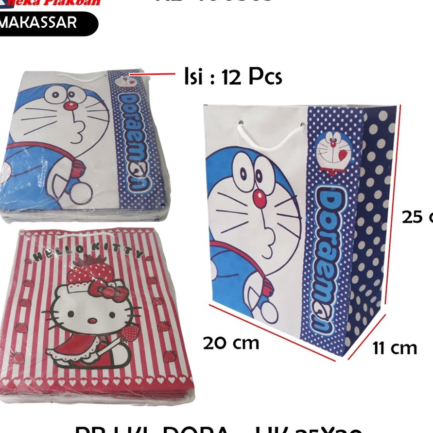 

Bonuskan BKS12PCS BRC PAPER BAG DORAEMON HKITTY 25X2 TAS KERTAS