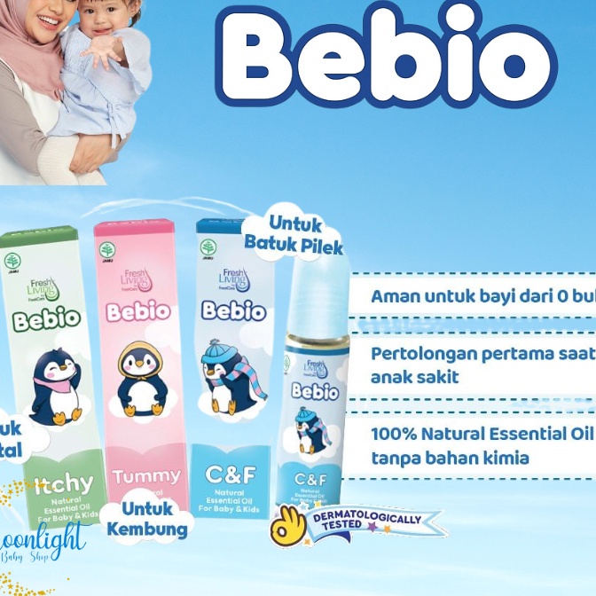 

HJ6 BEBIO Baby Oil Freshliving Essential Oil 9ml C FCough and Flu Tummy Itchy For Baby Kids Minyak Aromatherapy Untuk Bayi