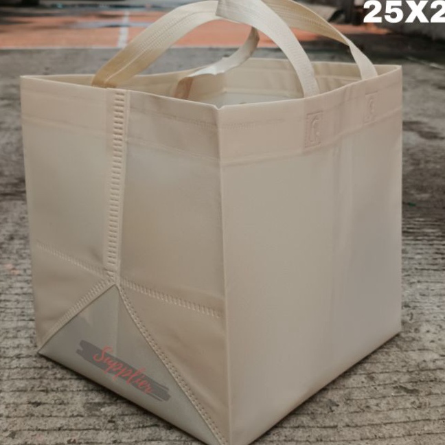 

KI3 Goodiebag kotak 25x25 spunbond tinggi 28cm HBPA 12pcs