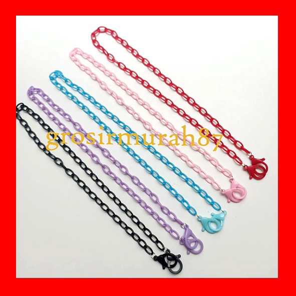 SERBA MURAH kalung masker tali strap rantai plastik polos size anak ready stok