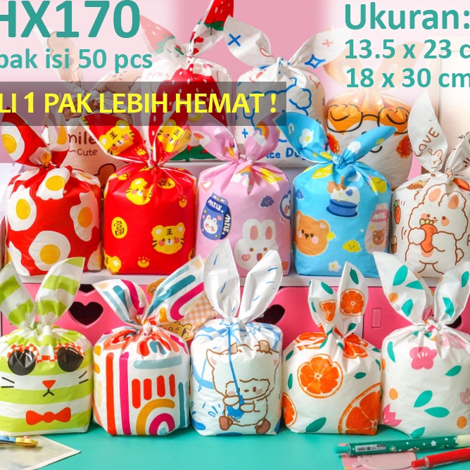 

FG2 HX17 5 pcs 135x23 cm Plastik Kuping Kelinci Souvenir Hadiah Snack Kue Permen Goodie Bag Bingkisan Ulang Tahun