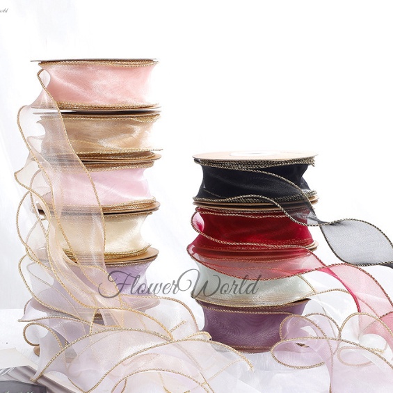 

HJ6 FlowerWorldPita Organdi Gelombang4Cm1 Roll 914 MMeterPita Ribbon Gold Edge Pinggir EmasFishtail Wave GelombangKado Dekorasi Hampers Bouquet Pita Bucket BungaPita Kado Bahan SatinDekorasi Kado Pita HiasKorean Ribbon WavePita