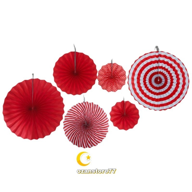 Paper Fan Set Merah Putih / Dekorasi 17 Agustus