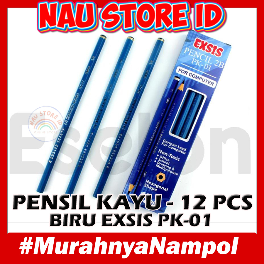 

[ PENSIL KAYU BIRU EX ] PENSIL KAYU EXSIS BIRU 12 BIJI / 12PCS Pensil 2B BIRU EXSIS PK-01 / 1 PAK Pensil Kayu EXSIS - ATK - NAU STORE ID
