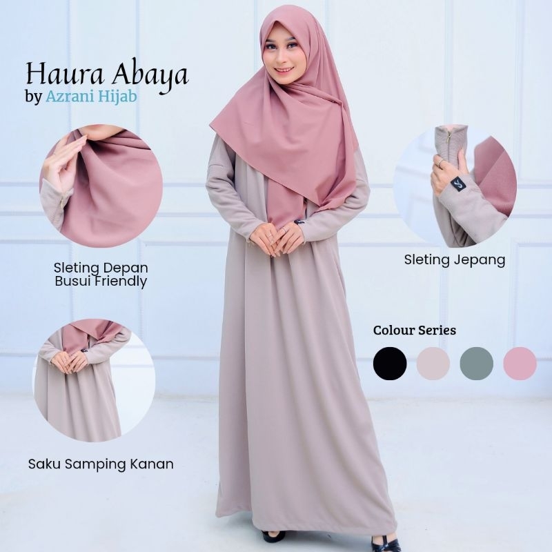 Azrani Hijab - Haura Abaya Knit Premium Dress Gamis Pakaian Wanita Muslimah Syari