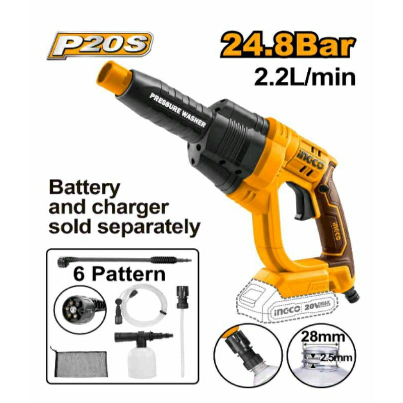 P20S INGCO CPWLI2008 Cordless pressure washer
