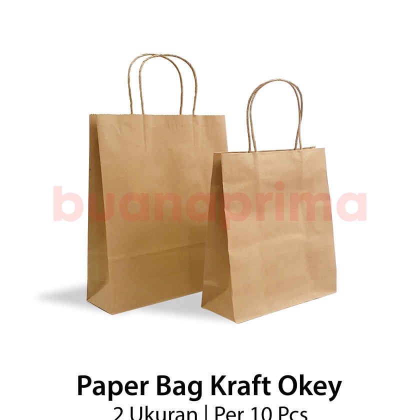 

FG2 Paper Bag Okey Kraft Polos per 1 Pcs 2 Ukuran Kantungan Kertas Ramah Lingkungan Coklat