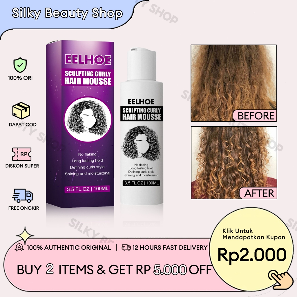 EELHOE【Ready/COD】Sculpting Curly Hair Mousse 100ml Hair Mousse Curly Curl Mousse Cream Curly Cream C