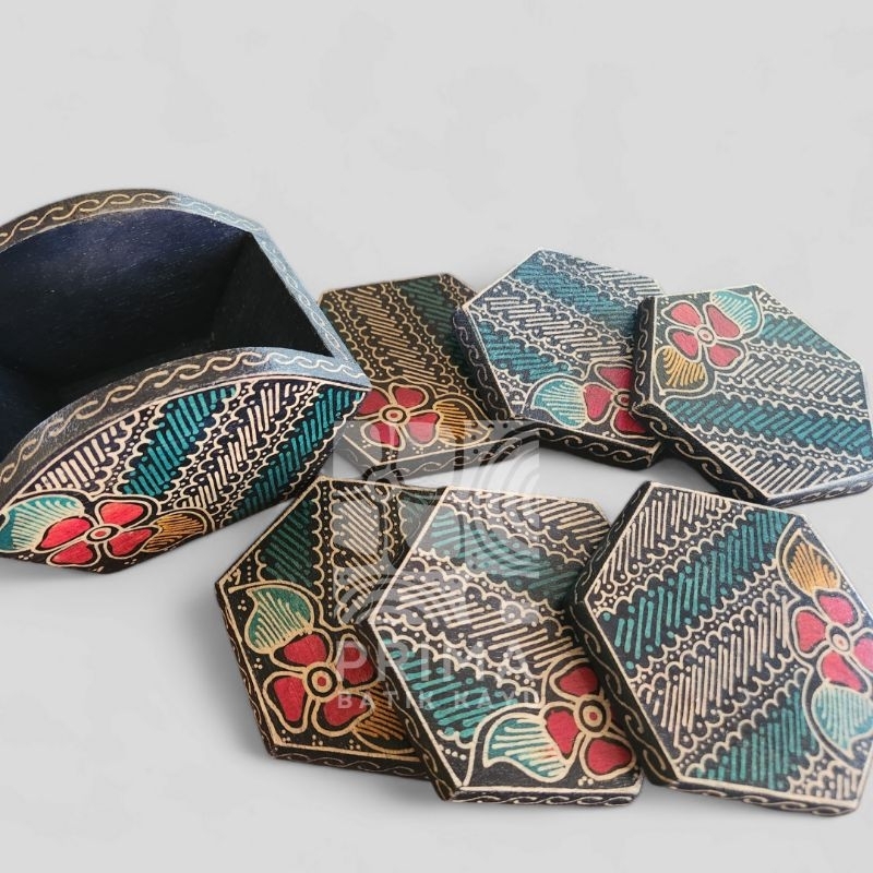 Tatakan Gelas Satu Set | Tatakan Gelas Kayu Batik | Alas Gelas